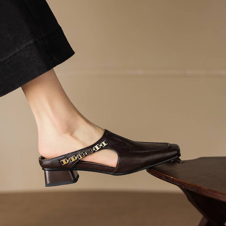 Vivienne | Mules à Talon Ouvert à Bout Carré