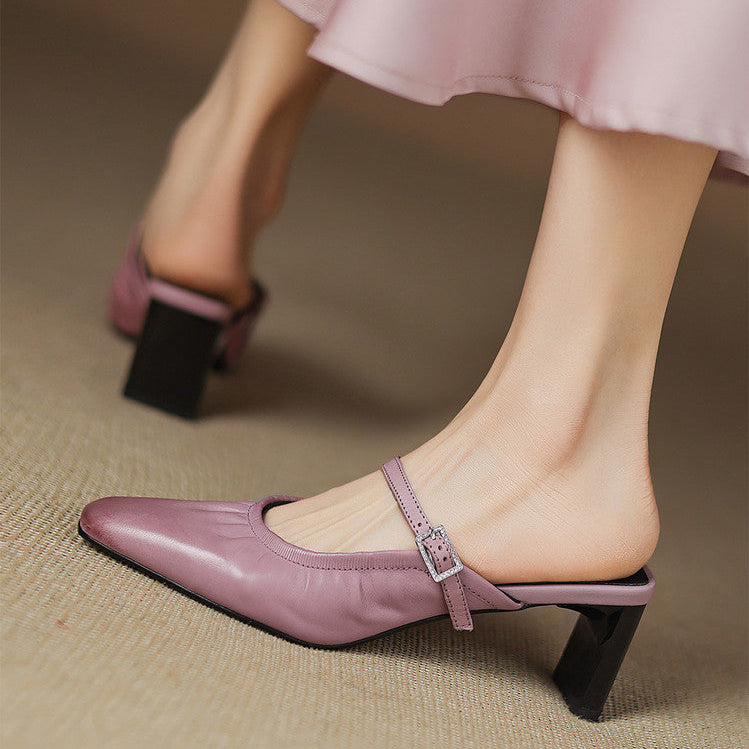Elsa | Mules à Bretelles Plissées