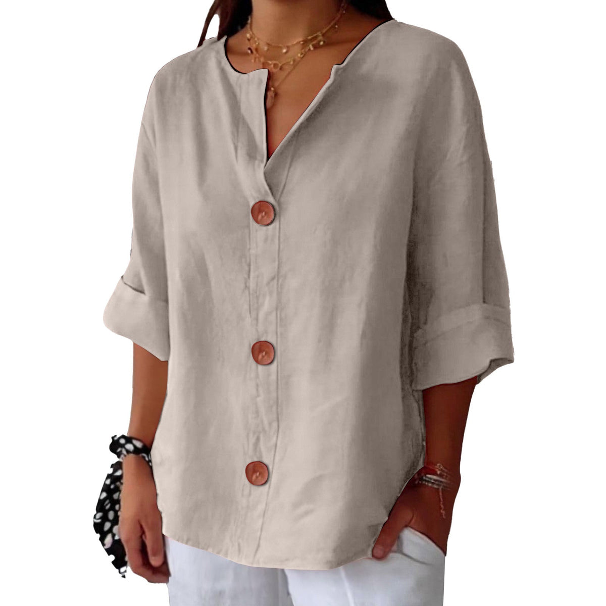 VIDAL BORDEAUX | CHEMISE À COL EN V POUR FEMMES