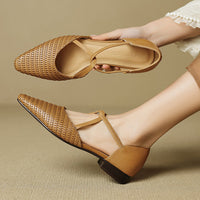Elodie | Talons T-Strap Tissés