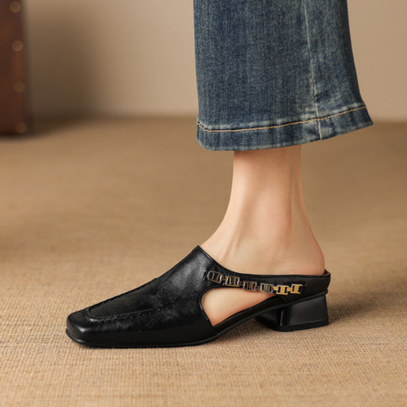 Vivienne | Mules à Talon Ouvert à Bout Carré