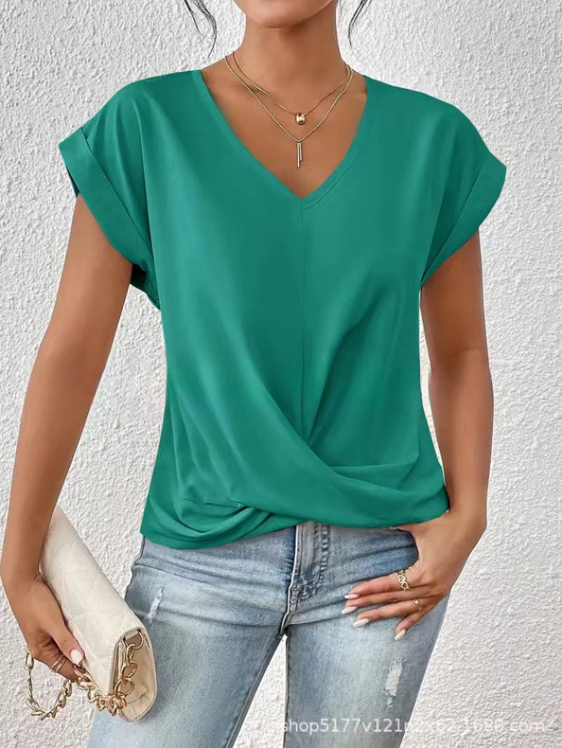 VIDAL BORDEAUX | T-SHIRT À COL EN V ÉLÉGANT POUR FEMME