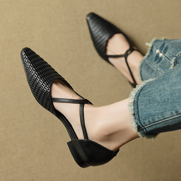 Elodie | Talons T-Strap Tissés