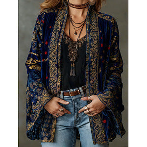 VIDAL BORDEAUX | VESTE BOHO EN VELOURS POUR FEMMES