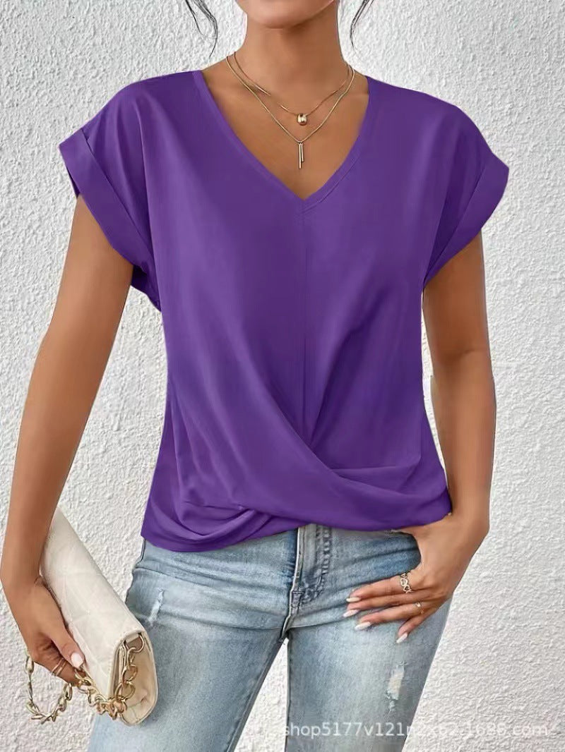VIDAL BORDEAUX | T-SHIRT À COL EN V ÉLÉGANT POUR FEMME