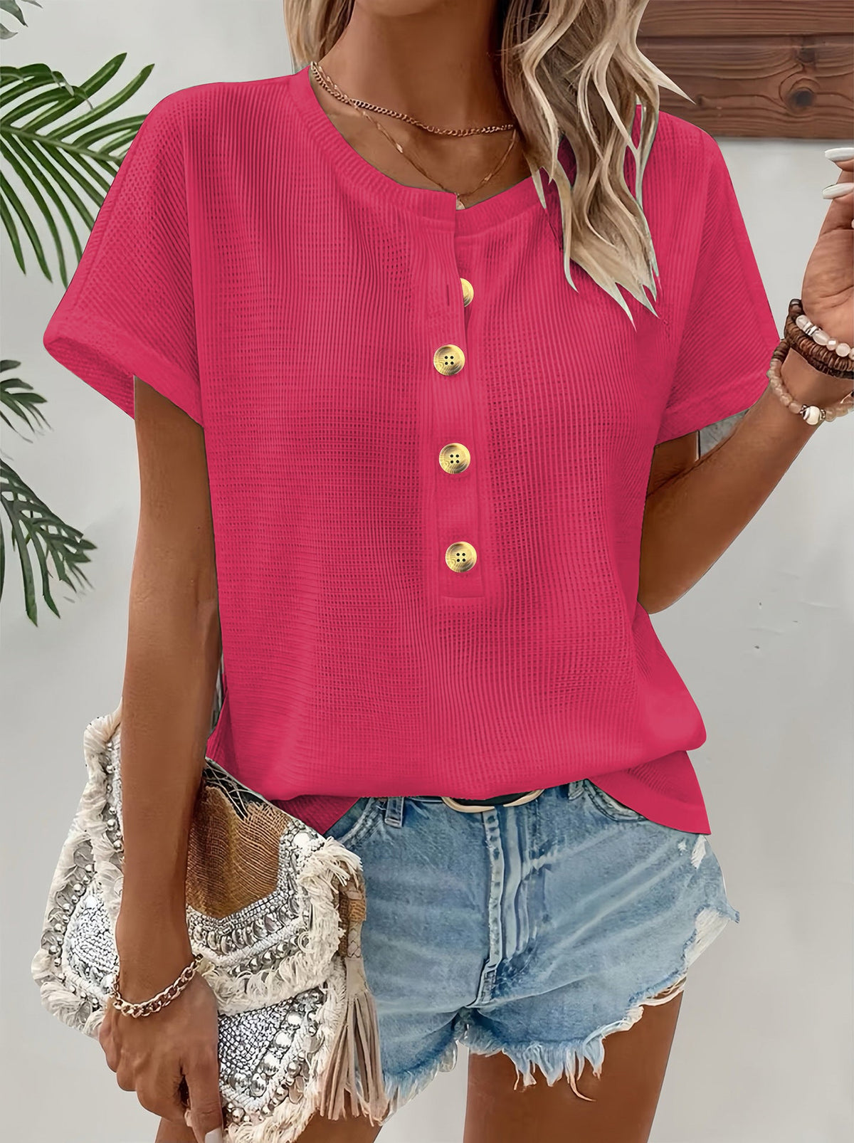 VIDAL BORDEAUX | T-SHIRT À COL V POUR FEMMES