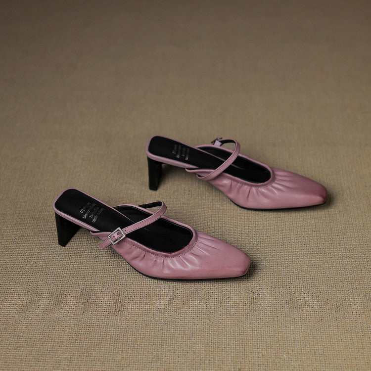 Elsa | Mules à Bretelles Plissées