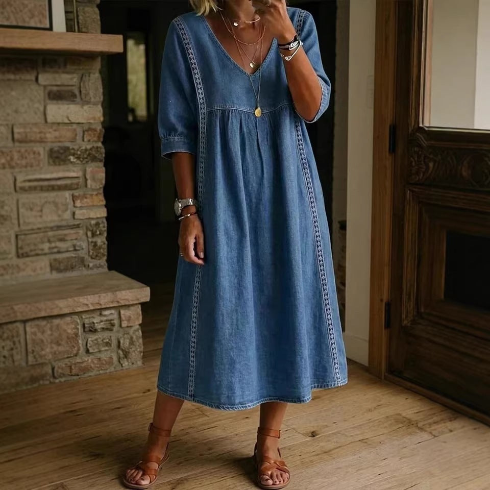 VIDAL BORDEAUX | ROBE MIDI CLASSIQUE COL V FEMME