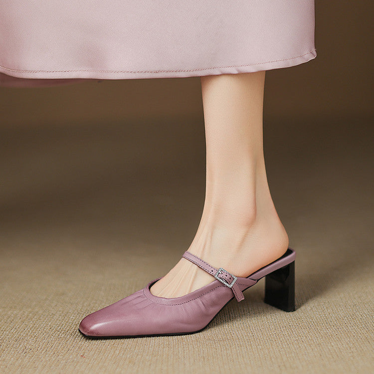 Elsa | Mules à Bretelles Plissées