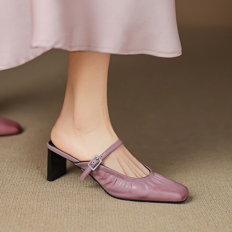 Elsa | Mules à Bretelles Plissées