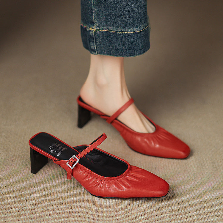 Elsa | Mules à Bretelles Plissées