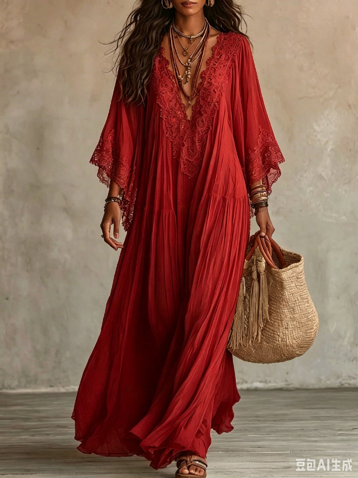 MOREAU LYON | ROBE MAXI AVEC DENTELLE POUR FEMMES