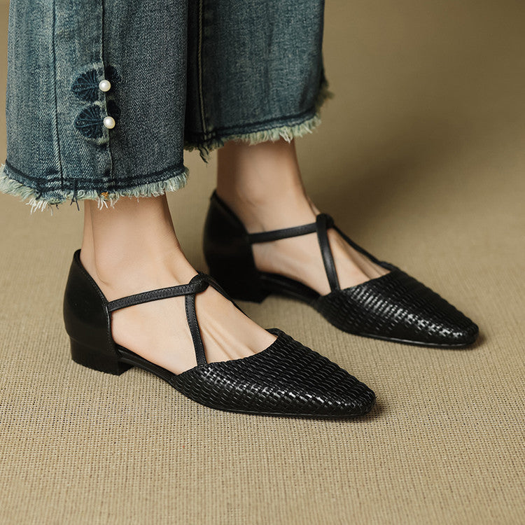 Elodie | Talons T-Strap Tissés