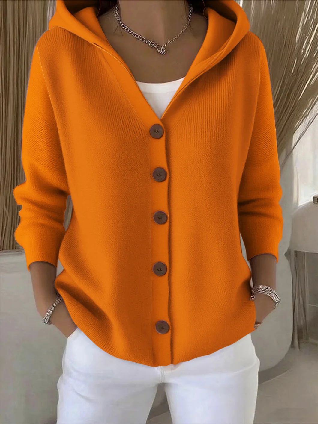 Darienne™ | Cardigan Tricoté avec Capuche et Boutons