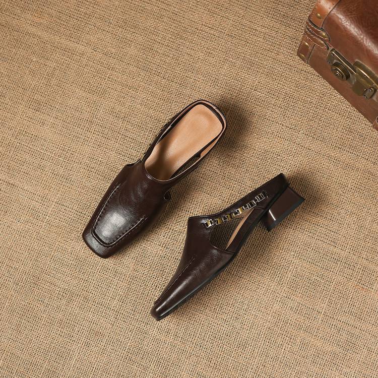 Vivienne | Mules à Talon Ouvert à Bout Carré