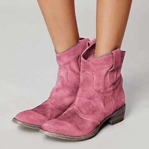 MOREAU LYON | BOTTES CLASSIQUES EN DAIM À TALONS BLOCS WESTERN POUR FEMMES
