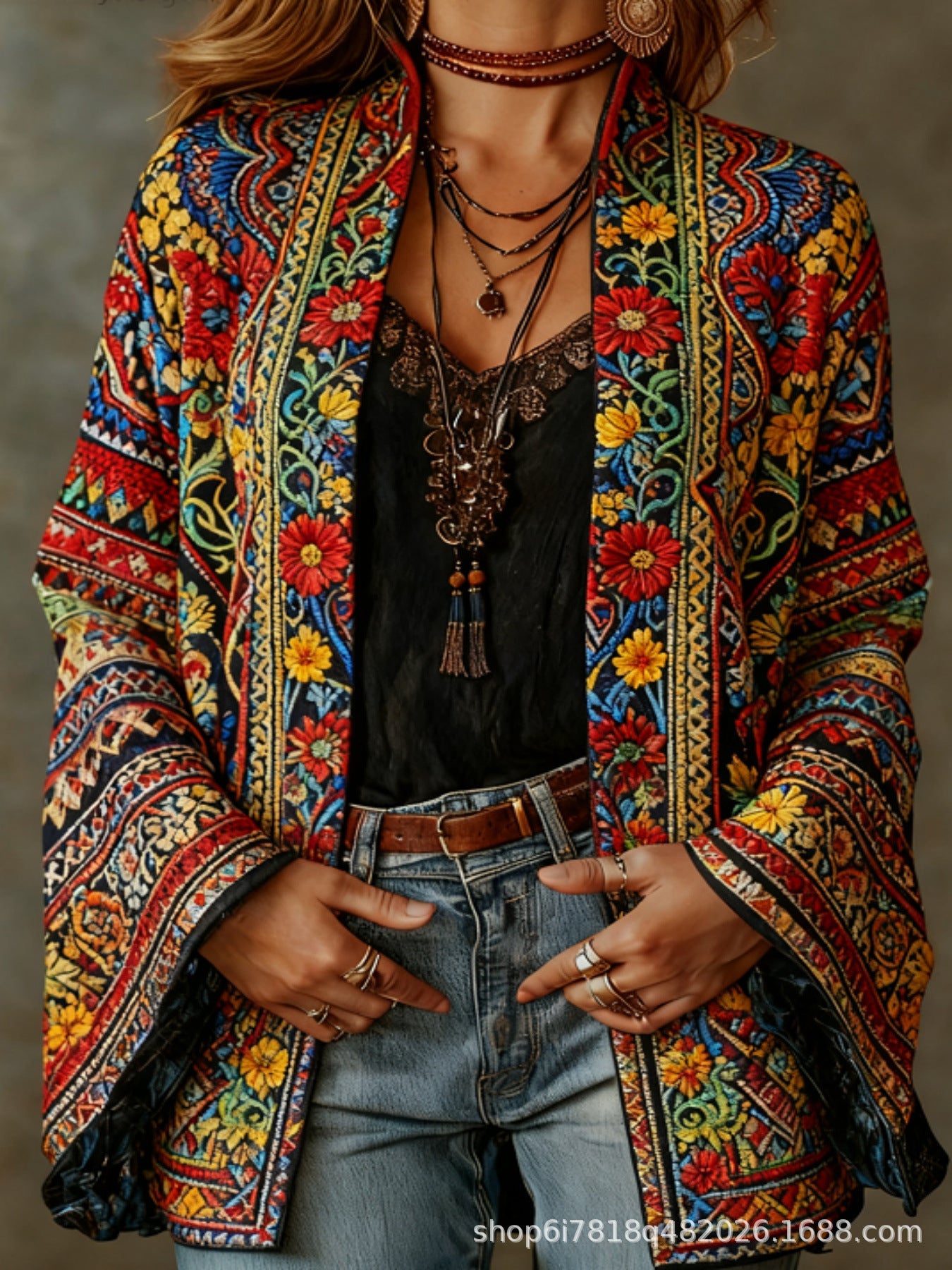 VIDAL BORDEAUX | VESTE BOHO EN VELOURS POUR FEMMES