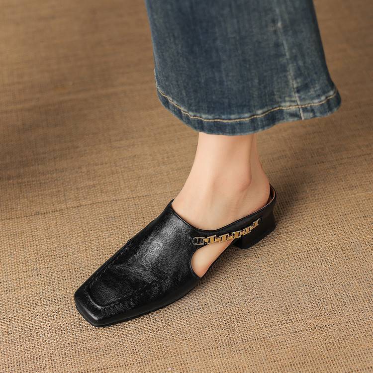Vivienne | Mules à Talon Ouvert à Bout Carré