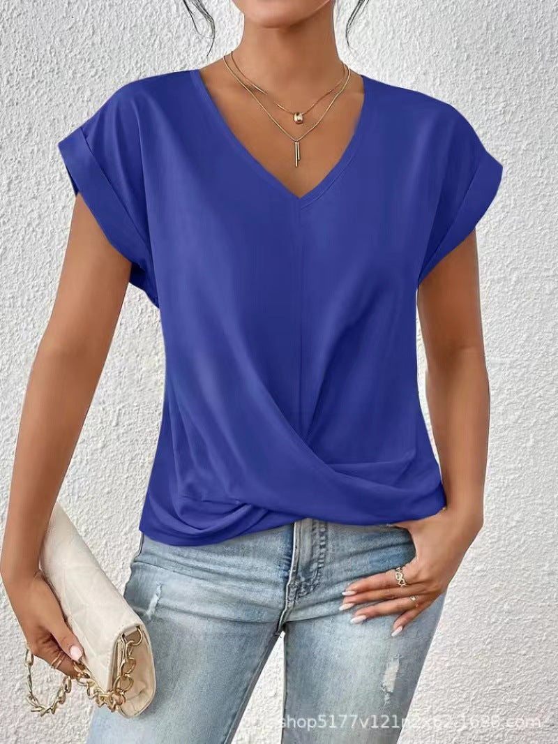 VIDAL BORDEAUX | T-SHIRT À COL EN V ÉLÉGANT POUR FEMME