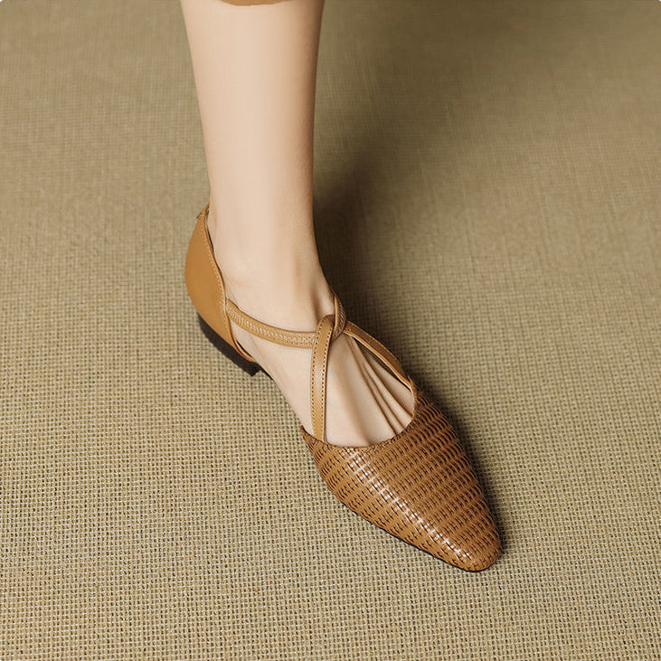 Elodie | Talons T-Strap Tissés