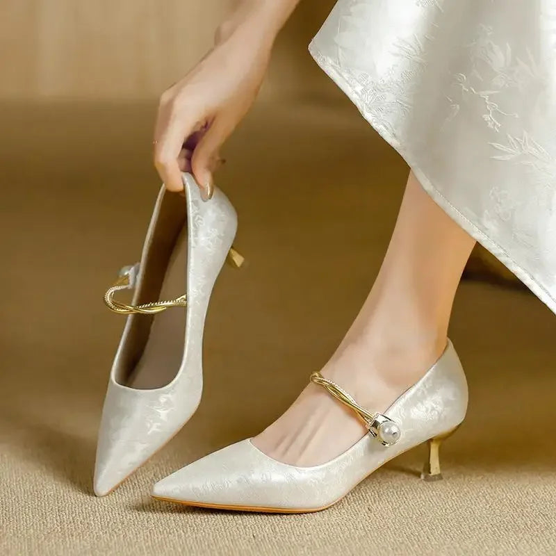 Camila | Talons Aiguilles avec Sangle en Perles