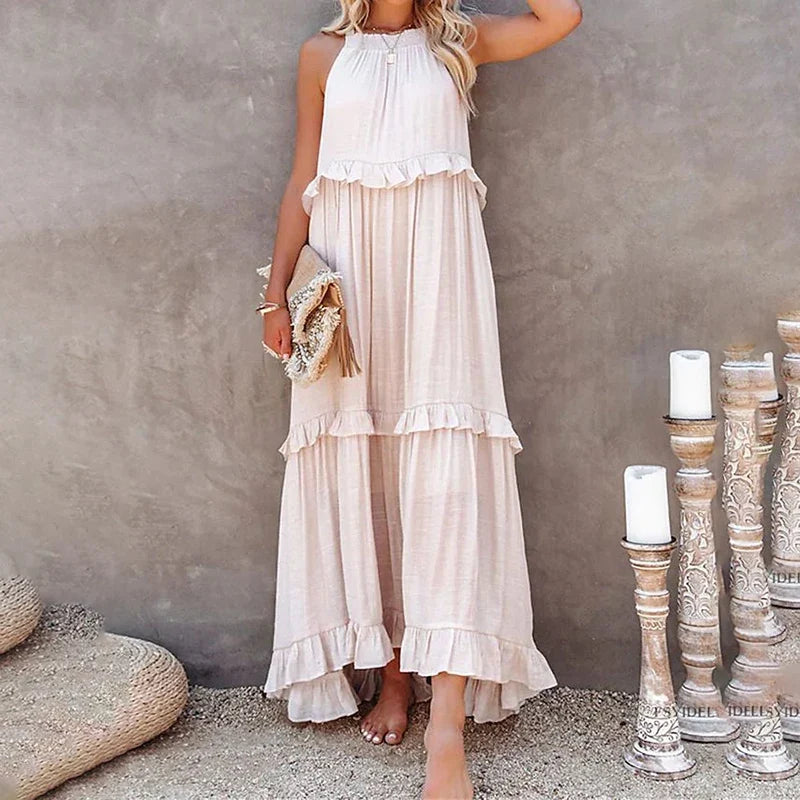 MOREAU LYON | ROBE MAXI À VOLANTS POUR FEMMES