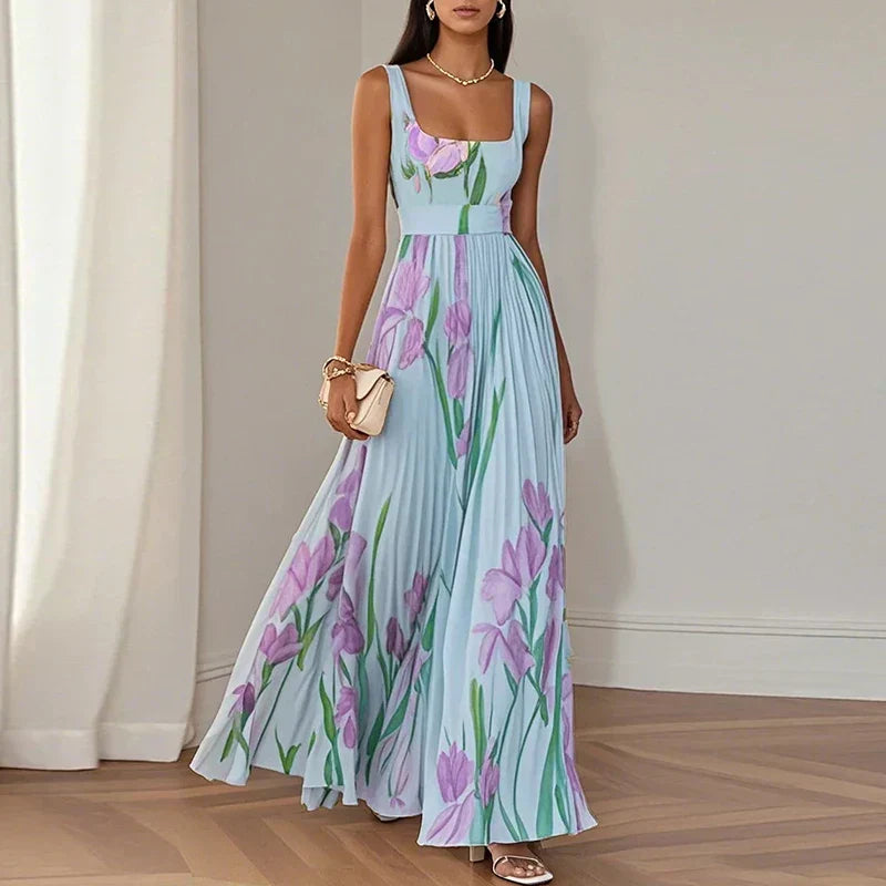 MOREAU LYON | ROBE MAXI PLISSÉE À IMPRIMÉ FLORALE ÉLÉGANT POUR FEMMES