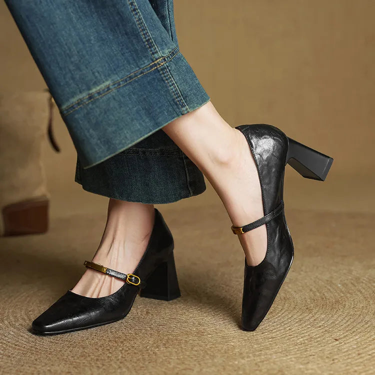 Elise | Talons Mary Jane à talon bloc classique