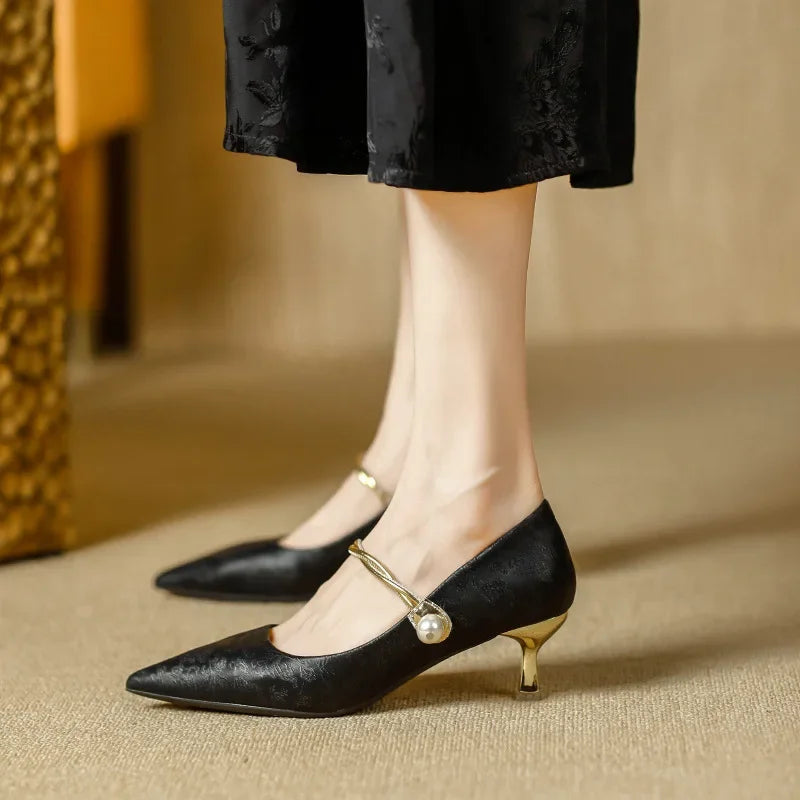 Camila | Talons Aiguilles avec Sangle en Perles