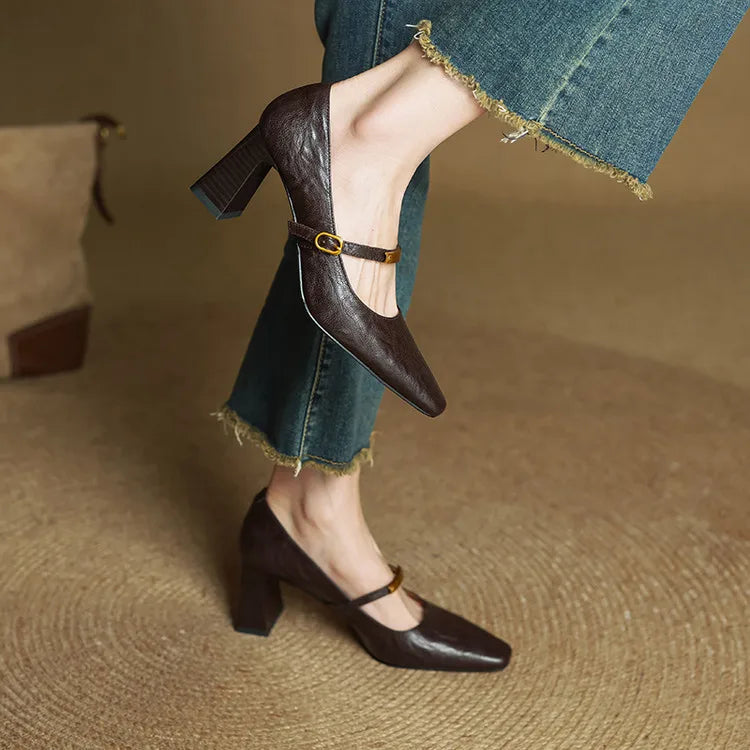 Elise | Talons Mary Jane à talon bloc classique