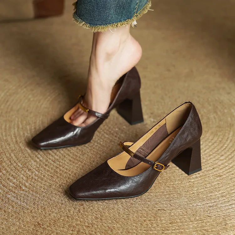 Elise | Talons Mary Jane à talon bloc classique