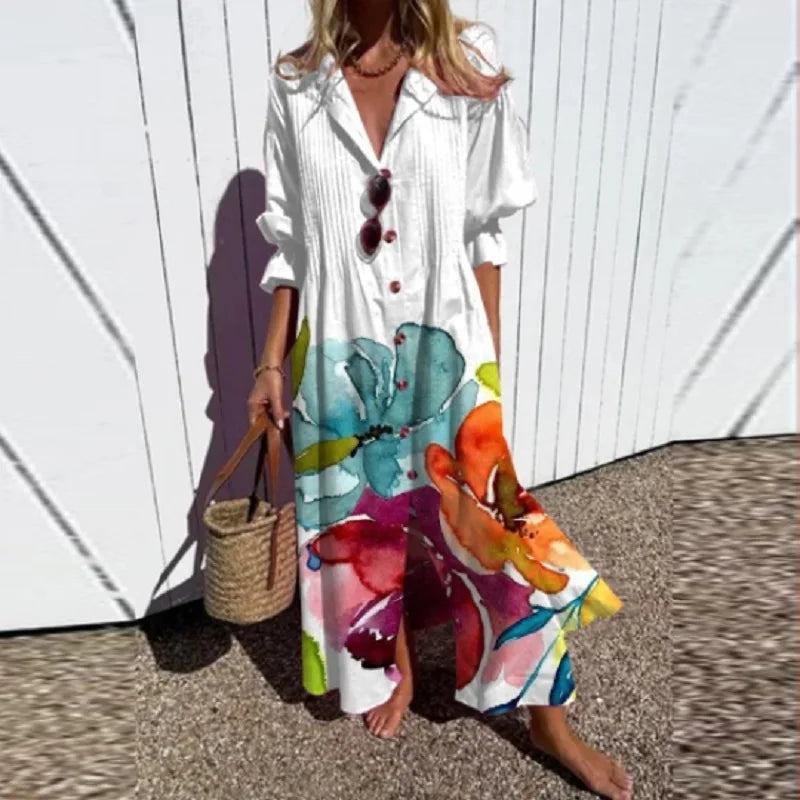 VIDAL BORDEAUX | ROBE MAXI IMPRIMÉE POUR FEMMES
