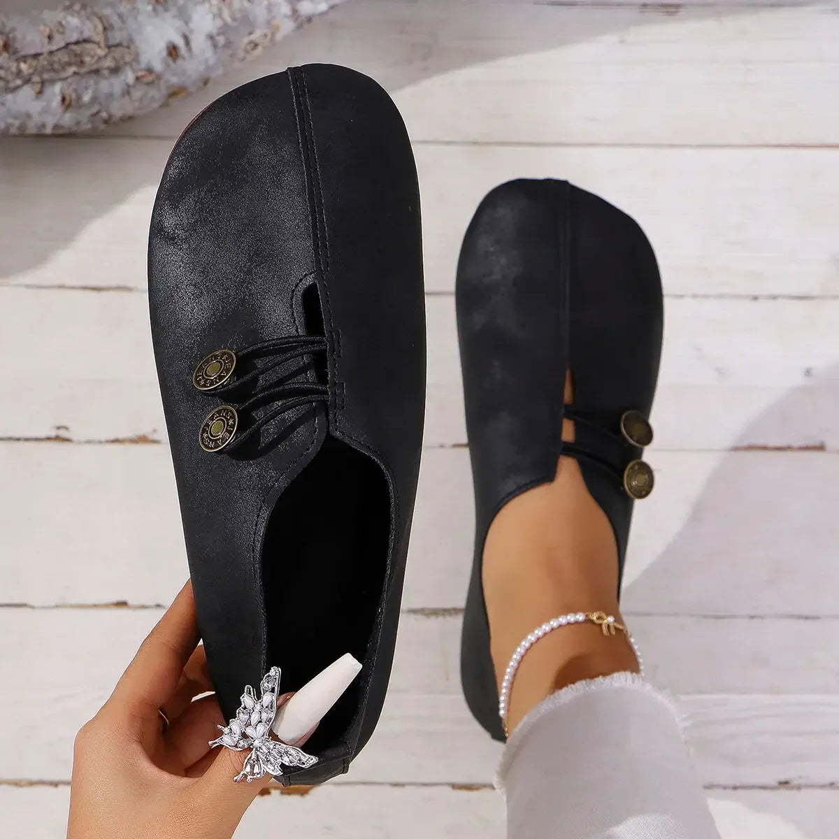 MOREAU LYON | CHAUSSURES MOCASSINS BOUTON POUR FEMMES