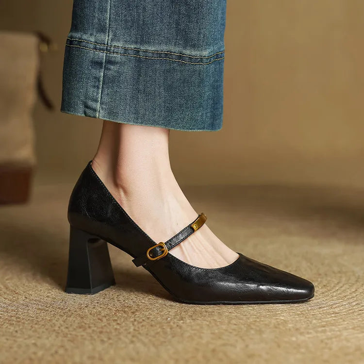 Elise | Talons Mary Jane à talon bloc classique