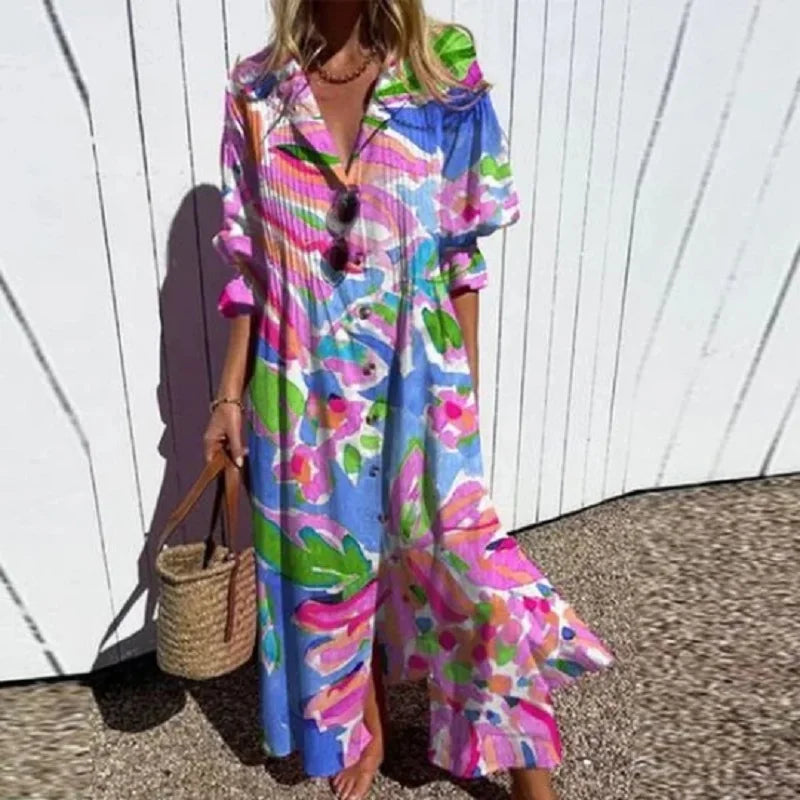 VIDAL BORDEAUX | ROBE MAXI IMPRIMÉE POUR FEMMES