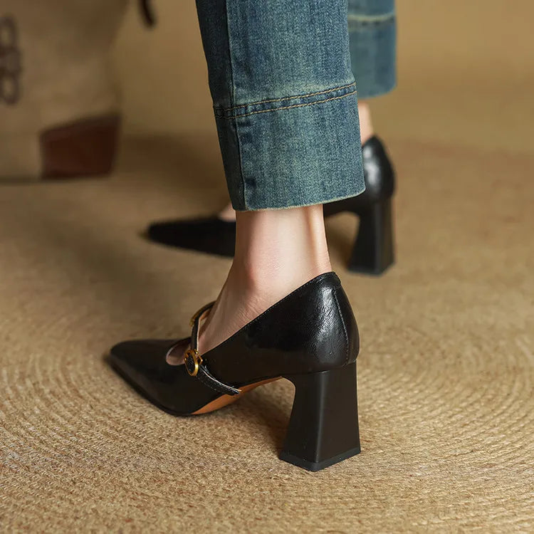 Elise | Talons Mary Jane à talon bloc classique