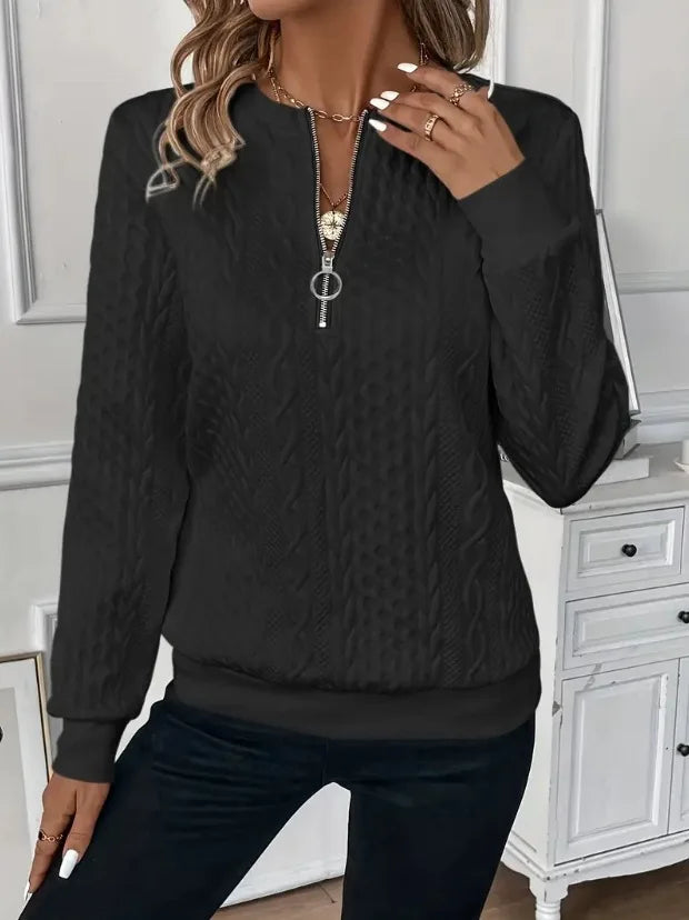 VIDAL BORDEAUX | SWEAT ZIPPÉ TEXTURÉ POUR FEMMES