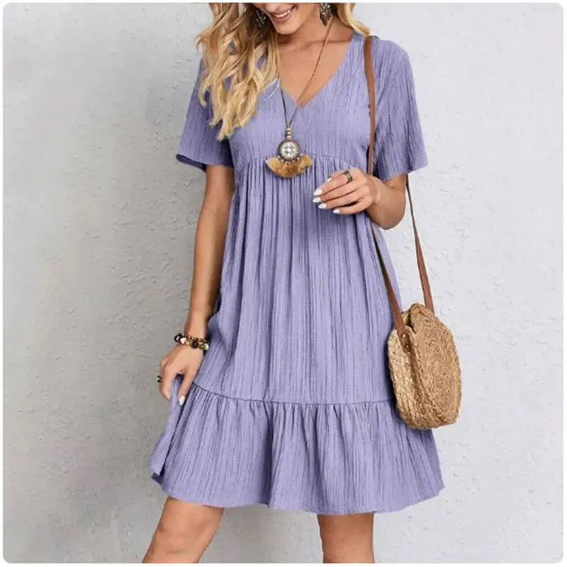 VIDAL BORDEAUX | ROBE D'ÉTÉ CHIC À MANCHES COURTES POUR FEMME