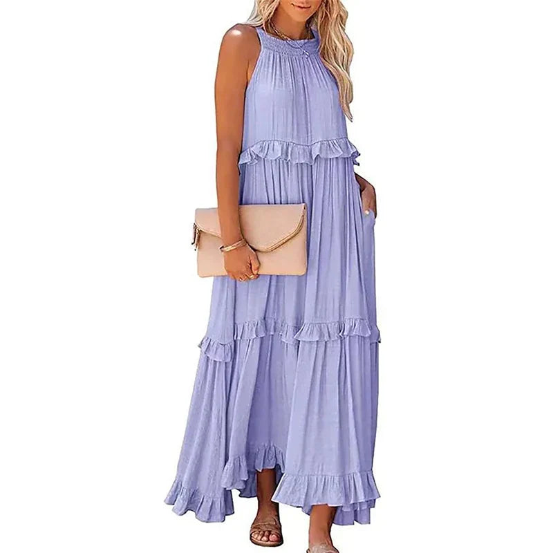 MOREAU LYON | ROBE MAXI À VOLANTS POUR FEMMES