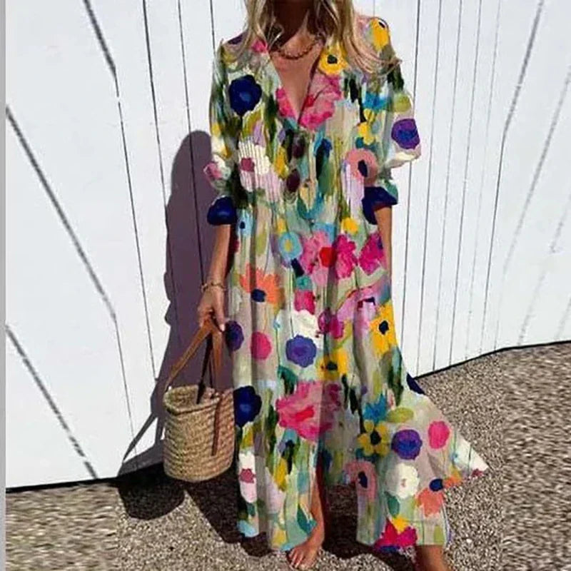 VIDAL BORDEAUX | ROBE MAXI IMPRIMÉE POUR FEMMES