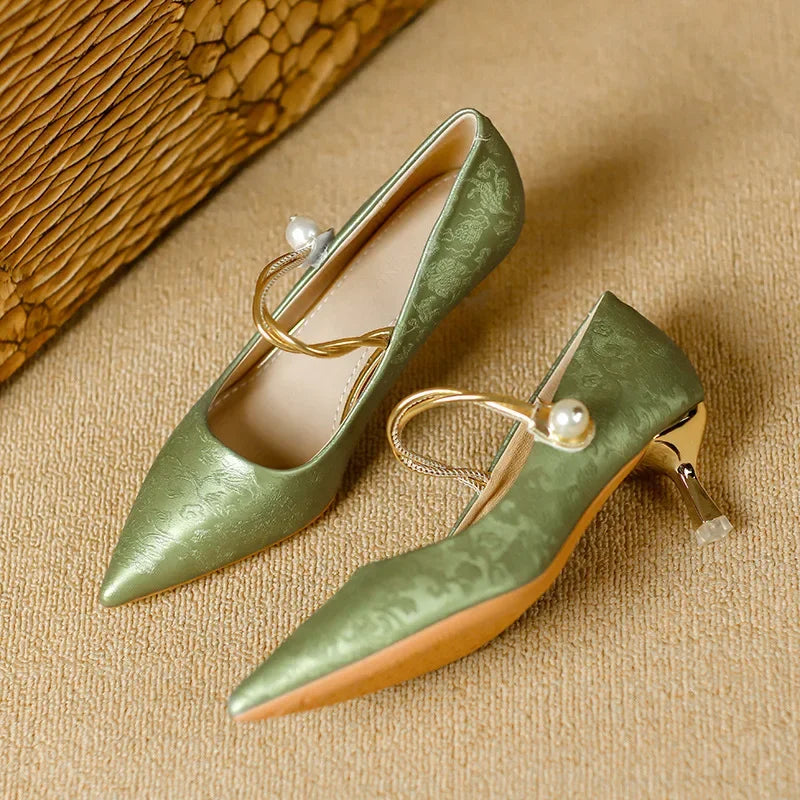 Camila | Talons Aiguilles avec Sangle en Perles
