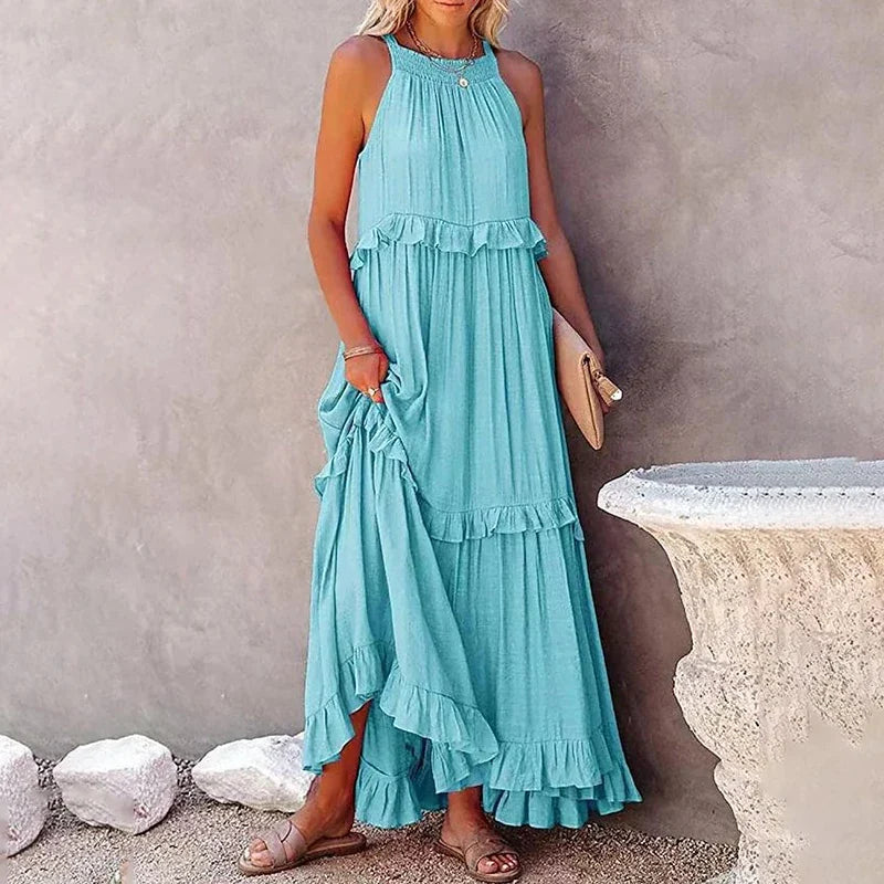MOREAU LYON | ROBE MAXI À VOLANTS POUR FEMMES