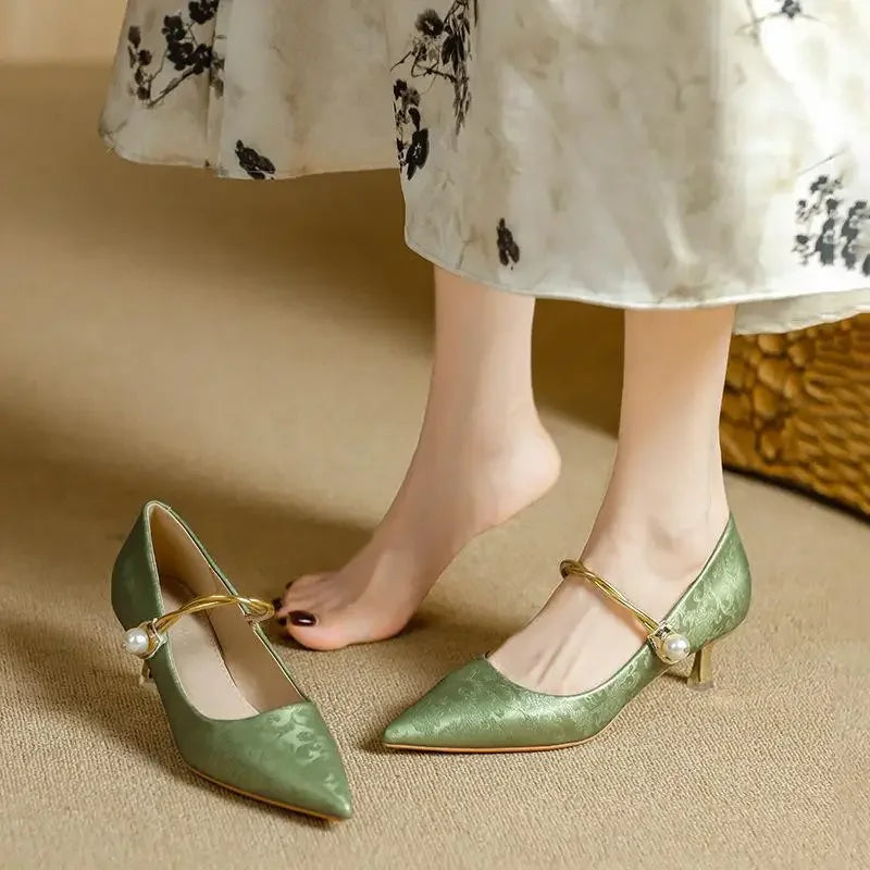 Camila | Talons Aiguilles avec Sangle en Perles