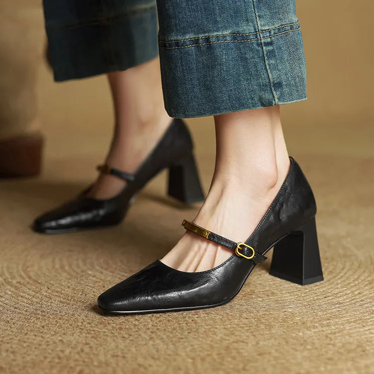 Elise | Talons Mary Jane à talon bloc classique