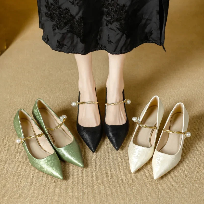 Camila | Talons Aiguilles avec Sangle en Perles