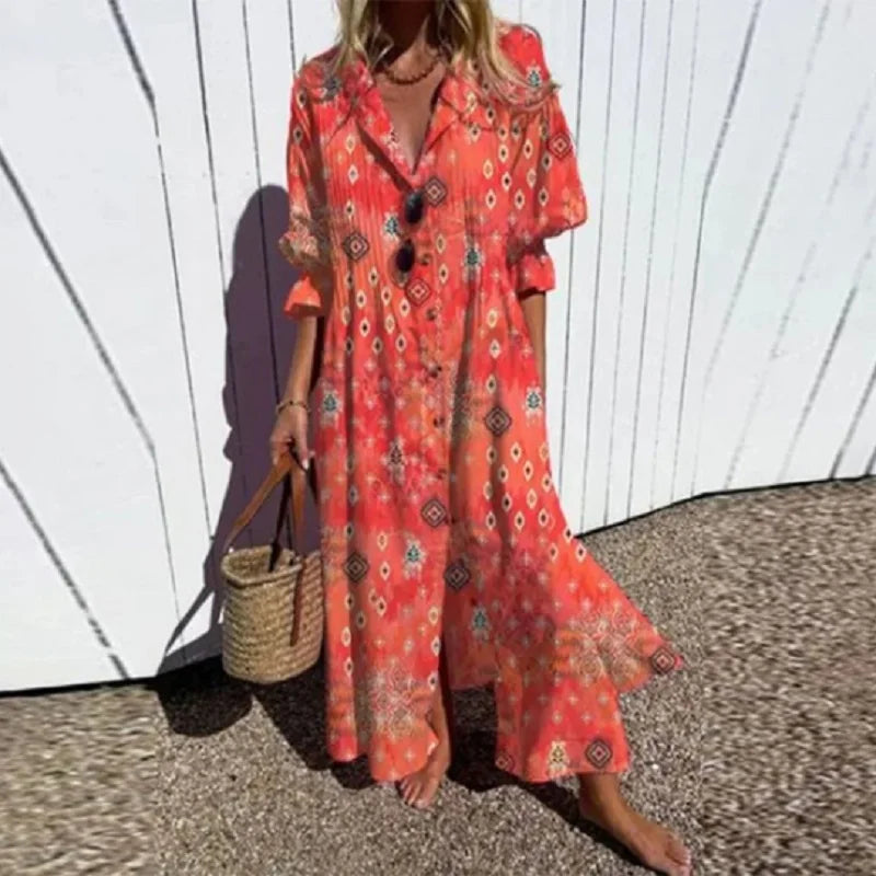 VIDAL BORDEAUX | ROBE MAXI IMPRIMÉE POUR FEMMES