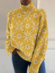 Dorothea | Pull en Tricot à Col Montant Floral