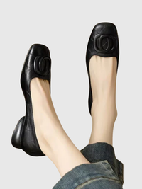 Margot — Ballerines en Cuir Bout Carré