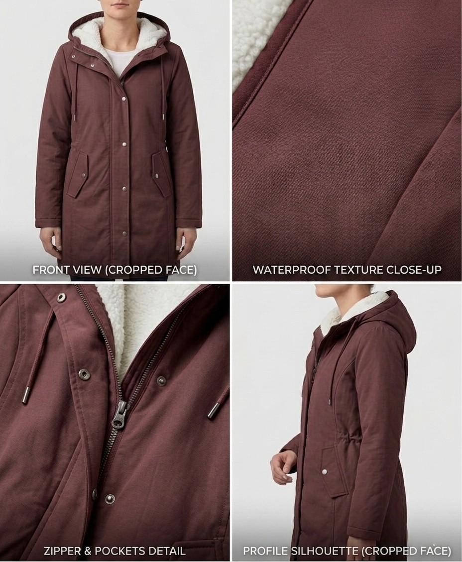 VIDAL BORDEAUX | PARKA D'HIVER DOUBLÉE EN POLAIRE POUR FEMMES