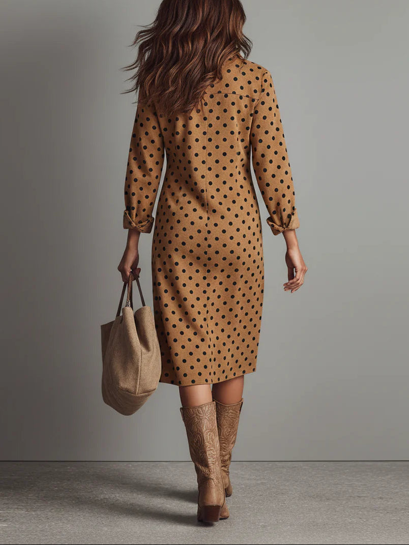 Robe Midi en Faux Suède à Pois